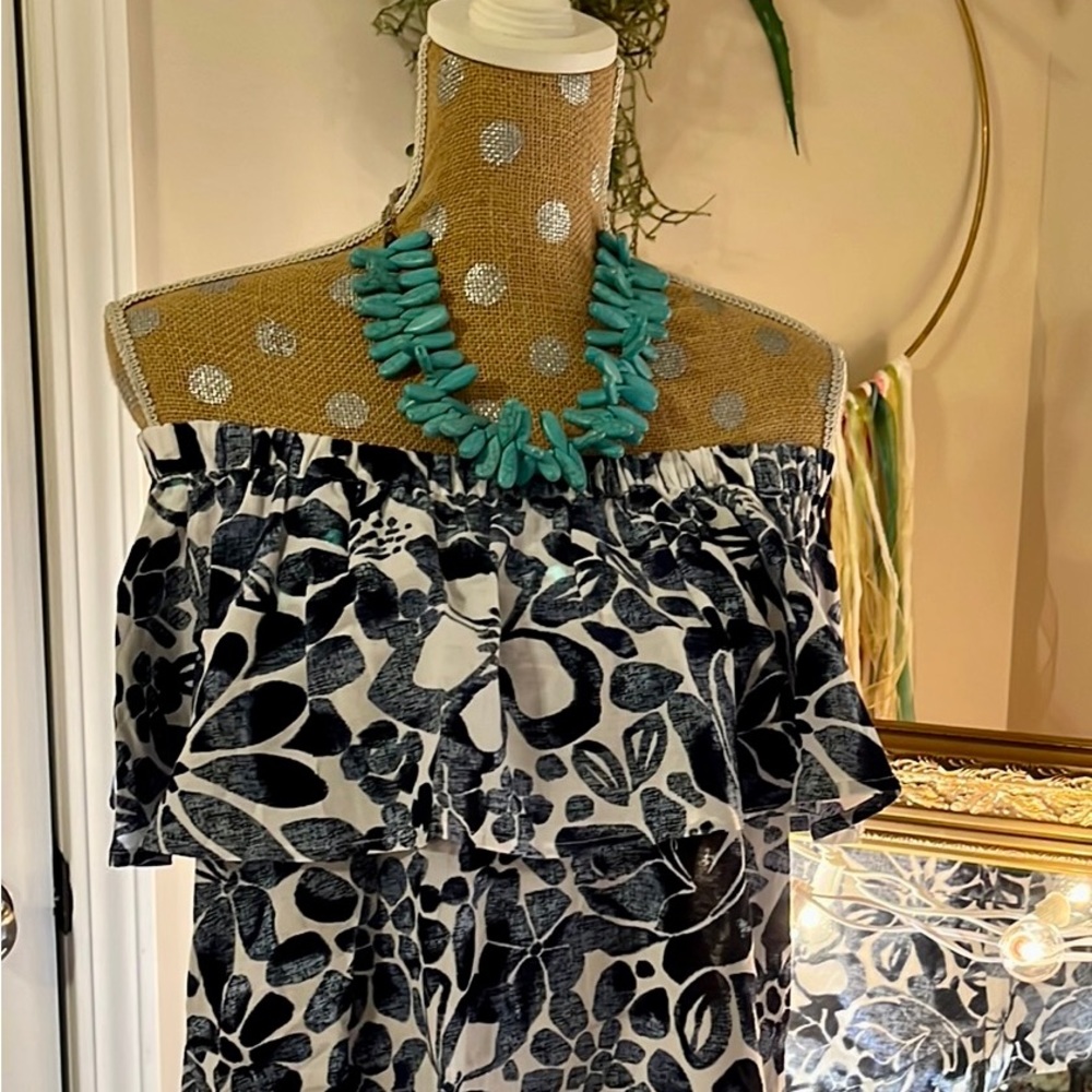 Loft outlet blue & white off the shoulder top size L
